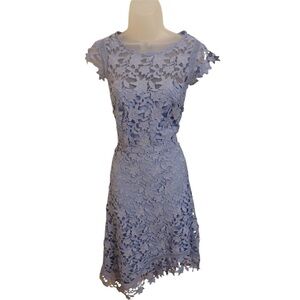 Elegant Asymmetrical Lace Dress in Light Blue